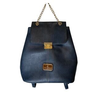 Ted Lapidus Faux Leather Backpack Navy Blue
